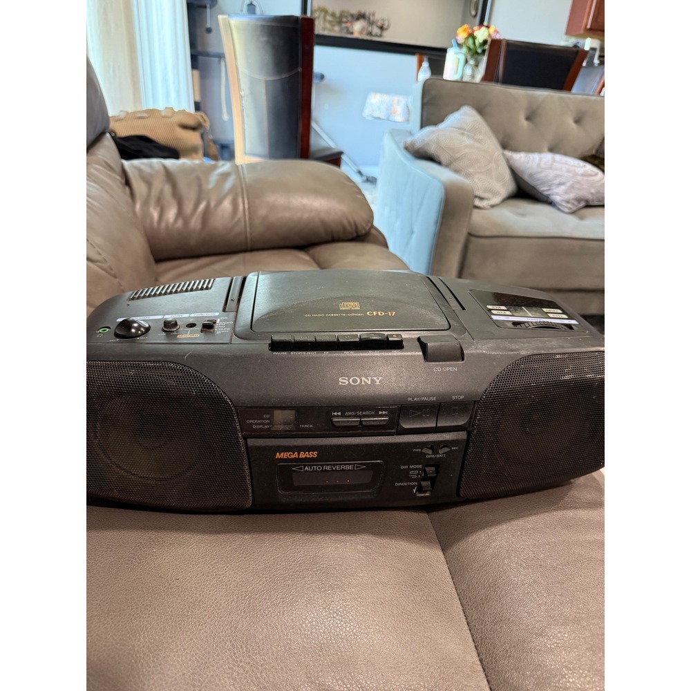 Sony CFD-17 CD Radio Cassette-Corder Mega Bass Auto Reverse Boombox Black tested